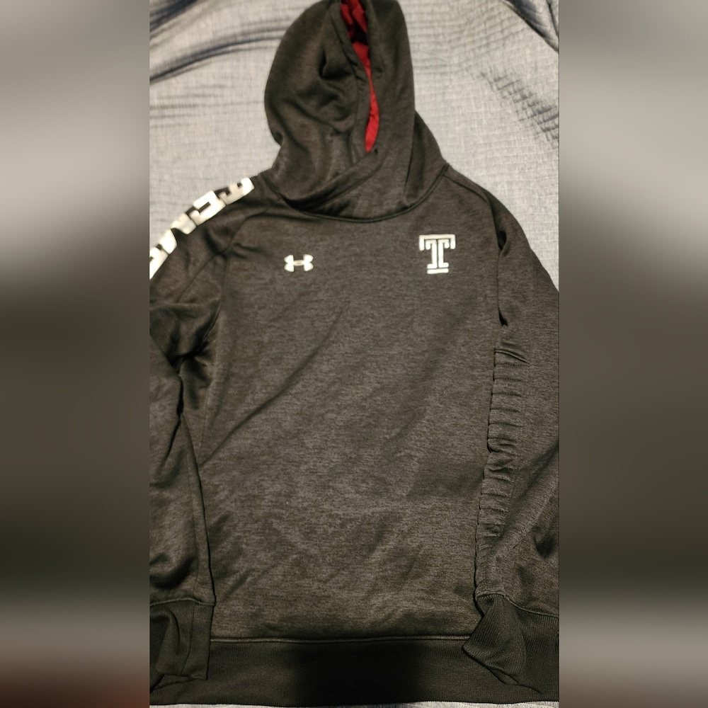 Under Armour Temple University Red and Charcoal/Black ColdGear Hoodie Size Small